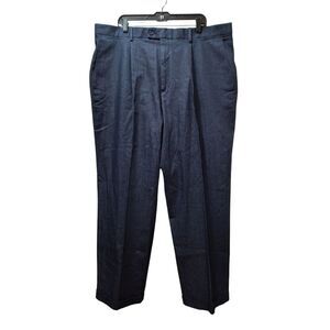 Inserch Italy Selvedge Denim Dress Pants Men’s 44x34 Blue Pleated Stretch Cuffed